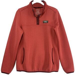LL Bean AirLight 1/4 Snap Pullover Women's XS Coral Red Quilted Lightweight EUC